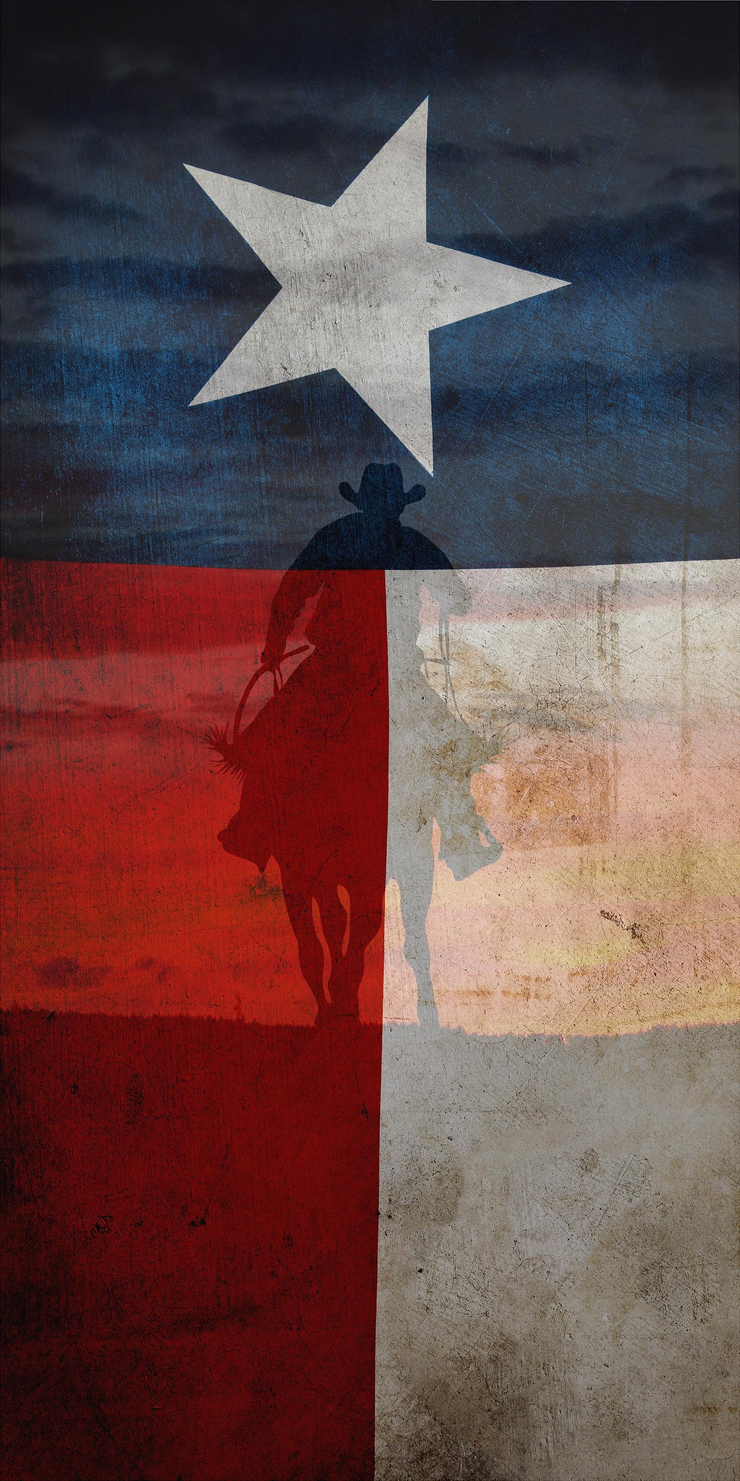 Rustic Texas Flag with Cowboy Silhouette Cornhole Board Wrap - Dunkin Custom Woodworks